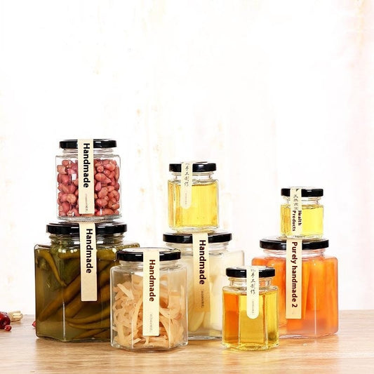 Transparent Thickened Hexagonal Glass Sealed Bottle